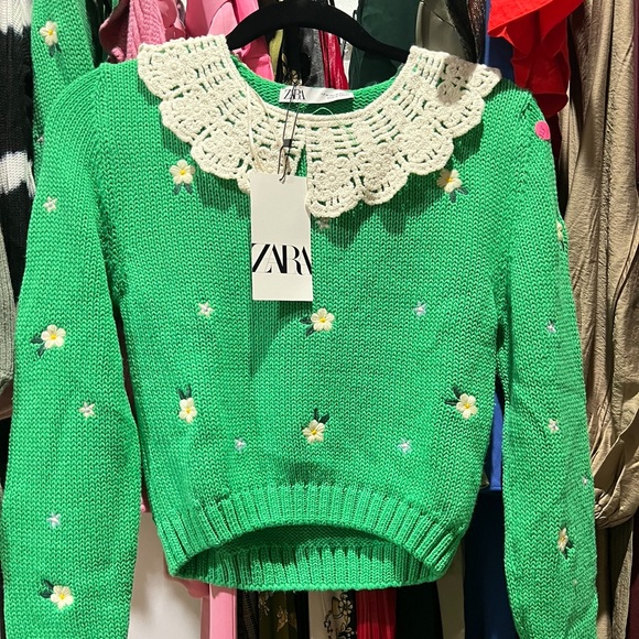Zara Knit Sweater Crochet Bib Collar - Picture 4 of 9